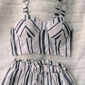 American Eagle Striped Corset Top and Wide Leg Pants Matching Set XS